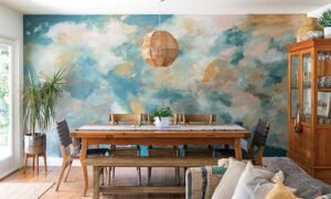 Motif Cat Dinding abstrak