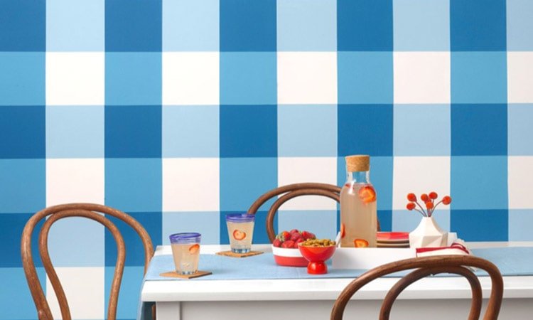 cat dinding Motif Kotak Papan Catur