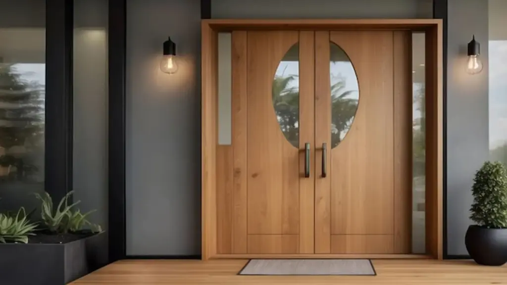 Tren Pintu Utama Rumah Modern 2026 Kayu Solid Aluminium dan Pivot Door sebagai Focal Point Fasad