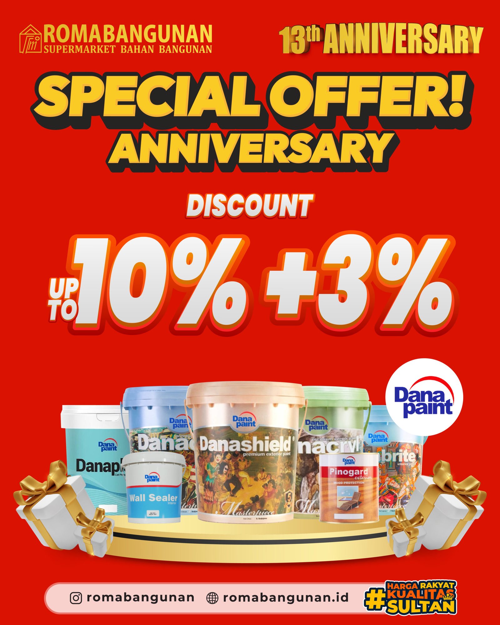 SPESIAL ANNIVERSARY ROMA BANGUNAN ke-13!